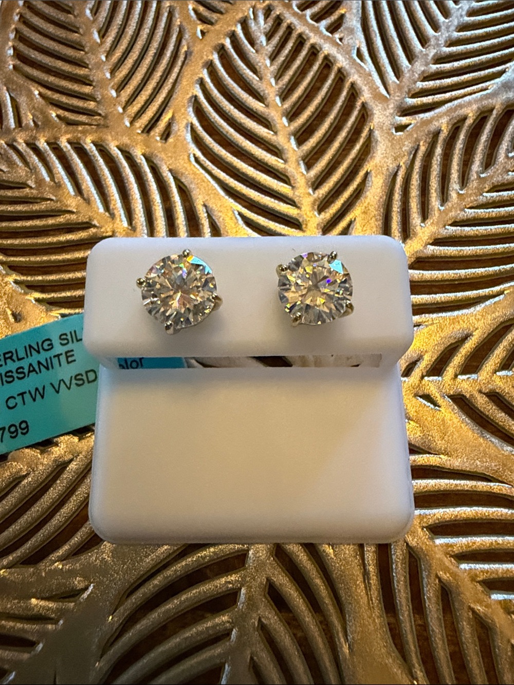 4.0 CTW Sterling Silver Moissanite Round Stud Earrings in White